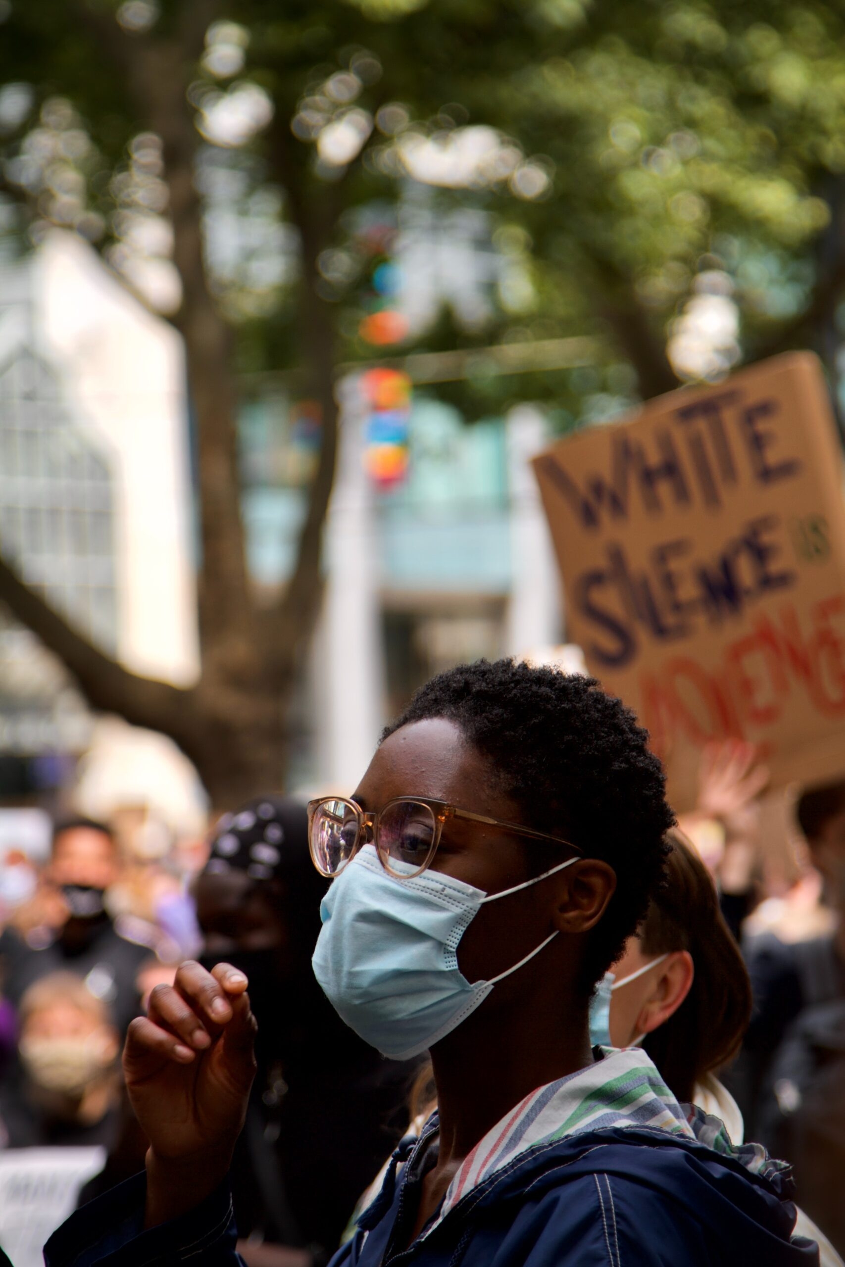 Young woman at demonstration.